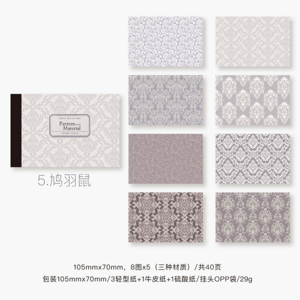 素材紙ペーパー素材・pattern material40枚入(鳩羽鼠) 5枚目の画像