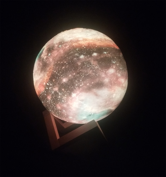 月球灯で眠りの仲間として、星空灯遥控彩繪付きのベッドサイドランプ 1枚目の画像
