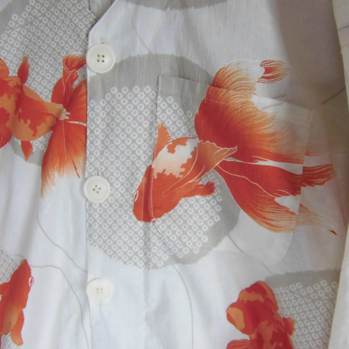 浴衣リメイク 金魚柄 ダボシャツ 鯉口シャツ シャツ mano 通販 浴衣リメイク 金魚柄 ダボシャツ 鯉口シャツ シャツ mano 通販