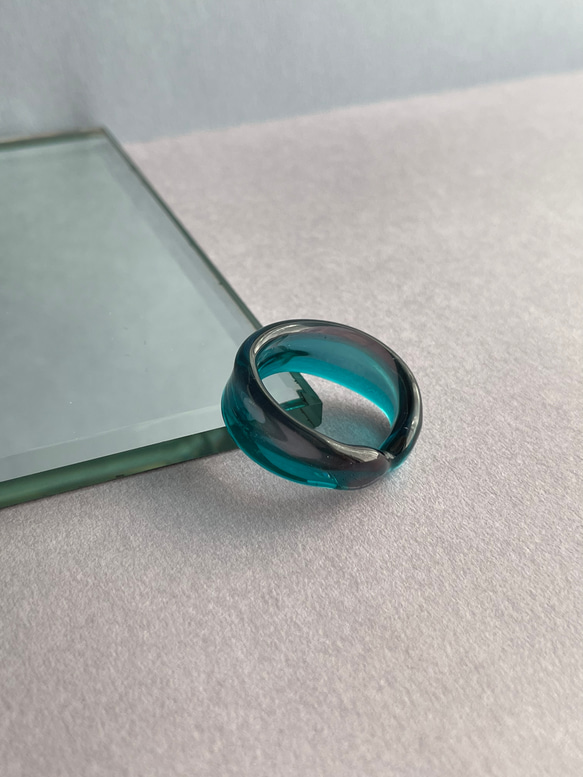 バイカラーリング』リング パープル×ブルーグリーン ガラスリング
