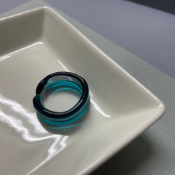 『バイカラーリング』リング　パープル×ブルーグリーン　ガラスリング　ガラスの指輪　　　　13号（内径17mm） 6枚目の画像