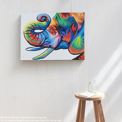 ドットアート 80cm × 60cm 象 モダンアート アジアンアート 手描き 絵画 ゾウ アートパネル バリ 壁飾り 17枚目の画像