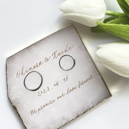 天然石のリングピロー 名入れ 結婚式 結婚祝い リングピロー Plus an