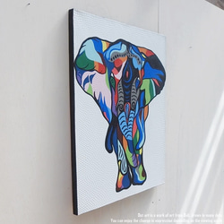 ドットアート 60cm × 80cm 象 モダンアート アジアンアート 手描き 絵画 ゾウ アートパネル バリ 壁飾り 10枚目の画像