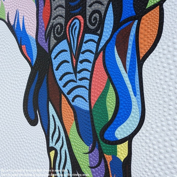 ドットアート 60cm × 80cm 象 モダンアート アジアンアート 手描き 絵画 ゾウ アートパネル バリ 壁飾り 5枚目の画像