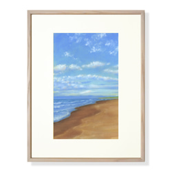 内灘砂丘・夕焼け（パステル画・マット紙付き） 絵画 パステル画