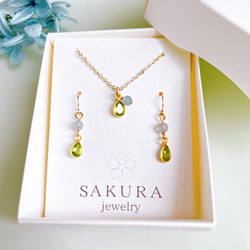 ドラマ着用《8月誕生石》ペリドットとアパタイトの夏色ネックレス　14kgf 金属アレルギー　誕生日　プレゼント 6枚目の画像