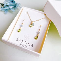 ドラマ着用《8月誕生石》ペリドットとアパタイトの夏色ネックレス　14kgf 金属アレルギー　誕生日　プレゼント 3枚目の画像