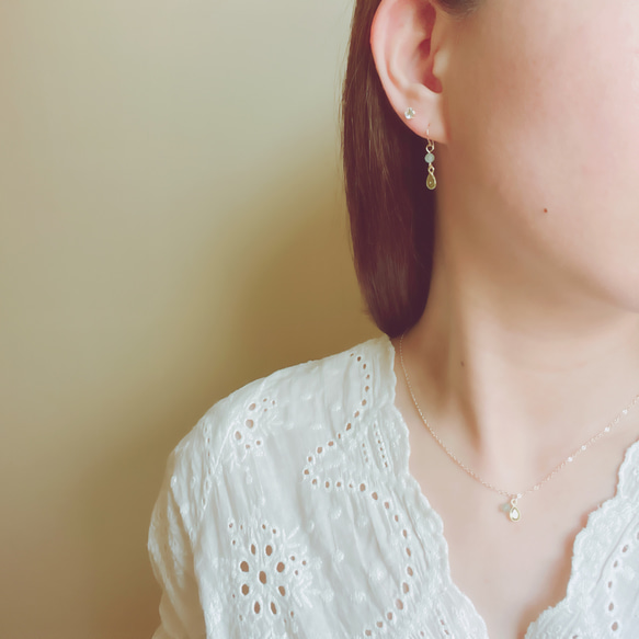 ドラマ着用《8月誕生石》ペリドットとアパタイトの夏色ネックレス　14kgf 金属アレルギー　誕生日　プレゼント 2枚目の画像