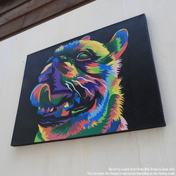 ドットアート 80cm × 60cm フレンチブルドッグ モダンアート アジアンアート 手描き 絵画 犬 アートパネル 3枚目の画像