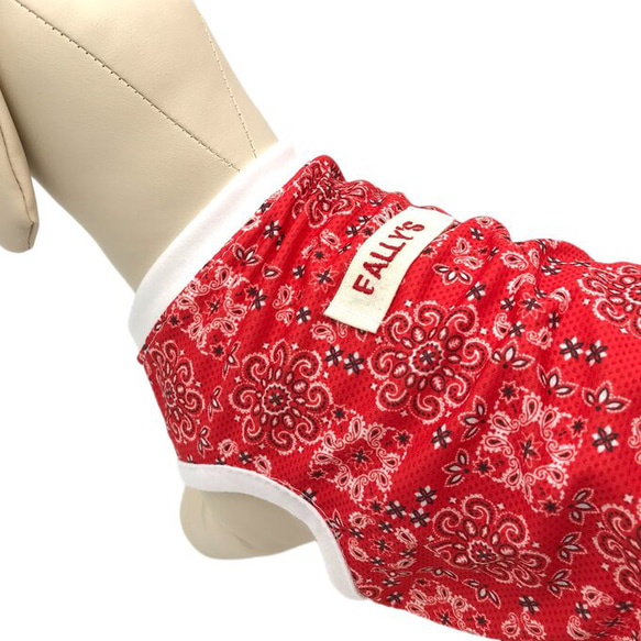 メッシュ 冷感 抗菌 クール 犬服 夏 赤 タンクトップ スカート イタグレ コーギー フレブル ダックス  中型 服 8枚目の画像
