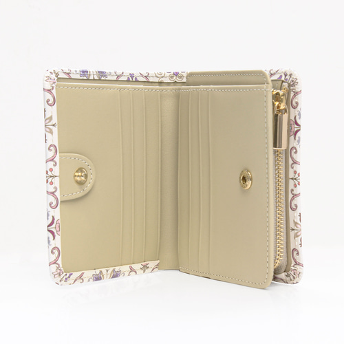 未使用✨浅草文庫　レザー　二つ折り財布　コンパクトウォレット　ホワイト　花柄 45551_img08.jpg