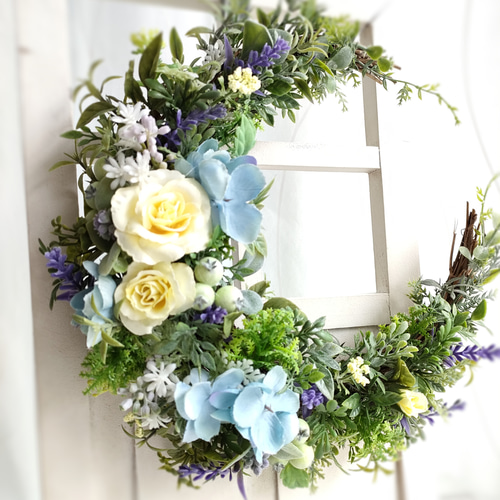 夏のお月さまリース24cm《アーティフィシャルフラワー》 リース 花maru