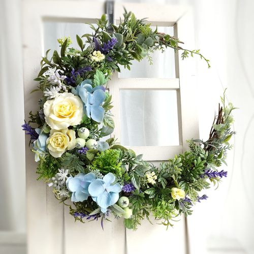 №32　リース　ウェルカムスペース　フラワー　アーティフィシャルフラワー　春夏 楽天市場】【ウエルカムスペース フラワーリース 結婚祝 結婚式 お祝い