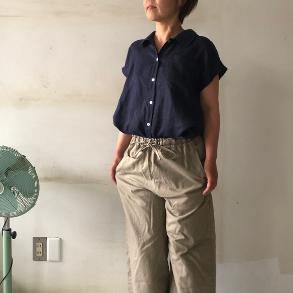 今夏NEW　シェルボタン　ブラウス frech linen100% 13枚目の画像