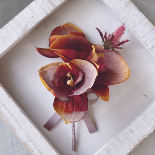 テラコッタ　胡蝶蘭　アンスリウム　ウェディングブーケ　アーティフィシャルフラワー テラコッタ 胡蝶蘭 アンスリウム ウェディングブーケ アーティ