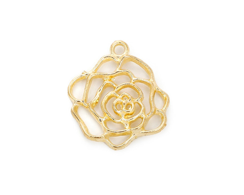 20個】カメリア 花 透かし フラワー ジュエリー チャーム パーツ