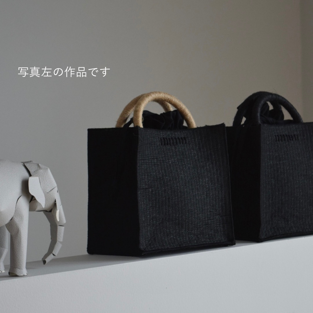 麻紐スクエアトート (Black × Beige) 20×20×12cm 16,560円