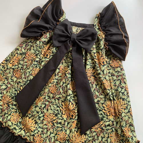 ハンドメイド子供服 80-150cm MODAモリス生地 取り外し可リボン