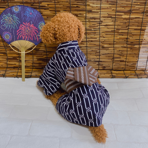 Sale!犬の浴衣✨犬用本格本染浴衣 茄子紺 M わんこ浴衣 犬の浴衣✨犬用本格本染浴衣 紺×白 わんこ浴衣 ペット服