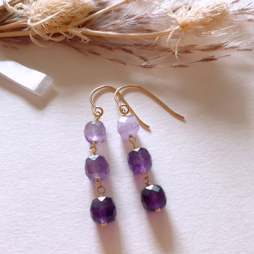 アメジストピアス14kgf ピアス（その他） Rii 通販 16026300｜Creema