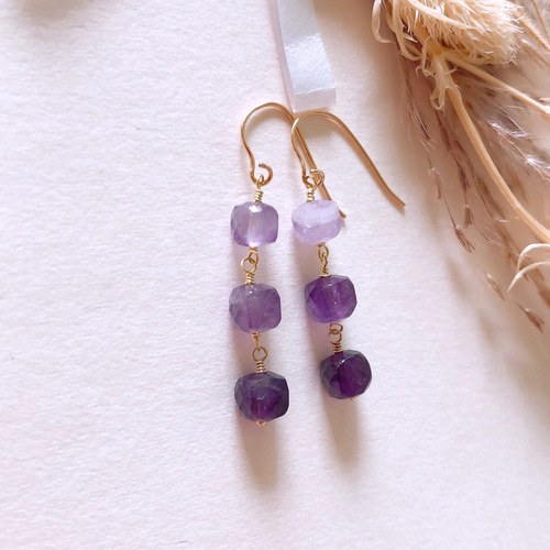 アメジストピアス14kgf ピアス（その他） Rii 通販 16026300｜Creema