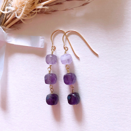 アメジストピアス14kgf ピアス（その他） Rii 通販 16026300｜Creema