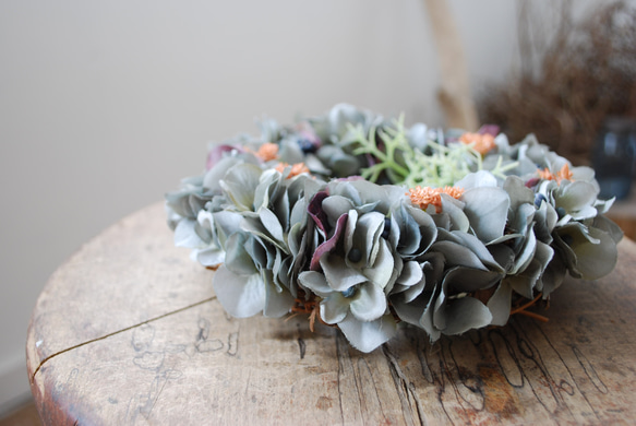 every month Wreath：アンニュイなグレージュリース/紫陽花とジプソ 3枚目の画像