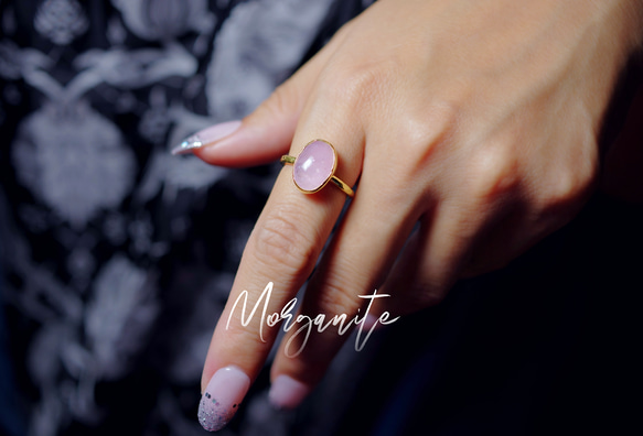 New Arrival☆新作 ☆『Morganite』☆天然石リングsilver925 + k18コーティング 4枚目の画像