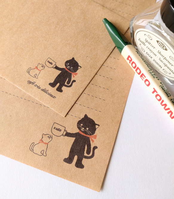 【新作】ネコとコーヒーのレターセット 1枚目の画像