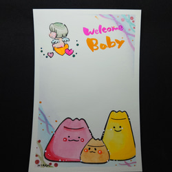 New☆子宝ジンクス❤おやこ富士❤筆文字おなまえアート♡ポストカード原画 2枚目の画像
