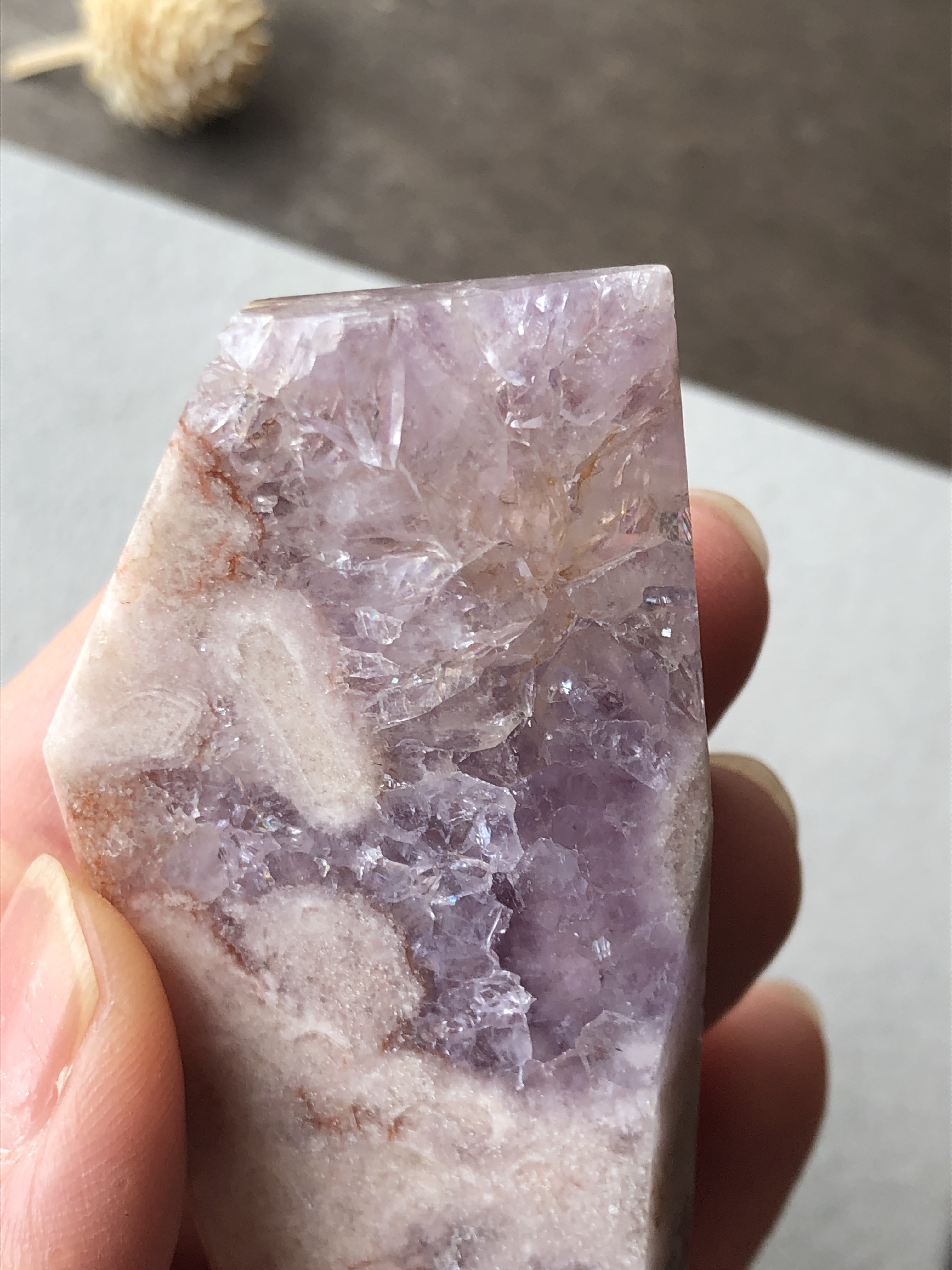 虹入り☆ピンクアメジストフラワーアゲート☆95g！インテリアにも☆No.6