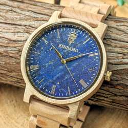 【木製腕時計】EINBAND Reise ラピスラズリ × メイプルウッド  木の時計 ウッド【40mm】 1枚目の画像