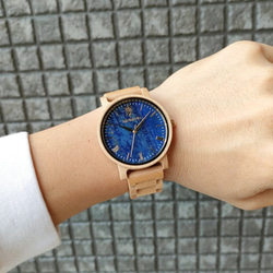 【木製腕時計】EINBAND Reise ラピスラズリ × メイプルウッド  木の時計 ウッド【40mm】 10枚目の画像