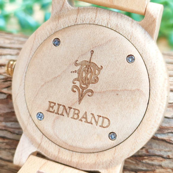 【木製腕時計】EINBAND Reise ラピスラズリ × メイプルウッド  木の時計 ウッド【40mm】 5枚目の画像