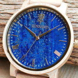 【木製腕時計】EINBAND Reise ラピスラズリ × メイプルウッド  木の時計 ウッド【40mm】 3枚目の画像