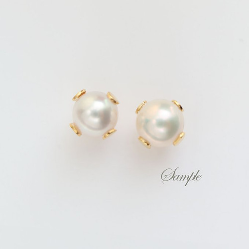 316L サージカルステンレス 4本爪 立て爪 パール台座 ピアスパーツ 8mm