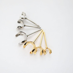 316L サージカルステンレス 4本爪 立て爪 パール台座 ピアスパーツ 8mm