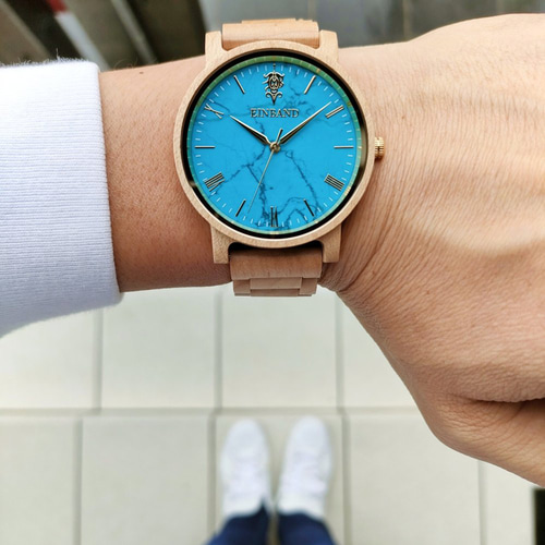 木製腕時計】EINBAND Reise ターコイズ × メイプルウッド 木の時計  