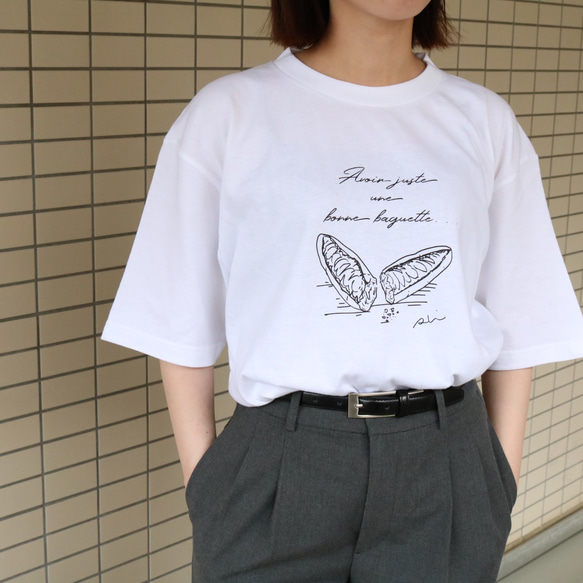 バゲット柄　BIG【Tシャツ】黒 4枚目の画像