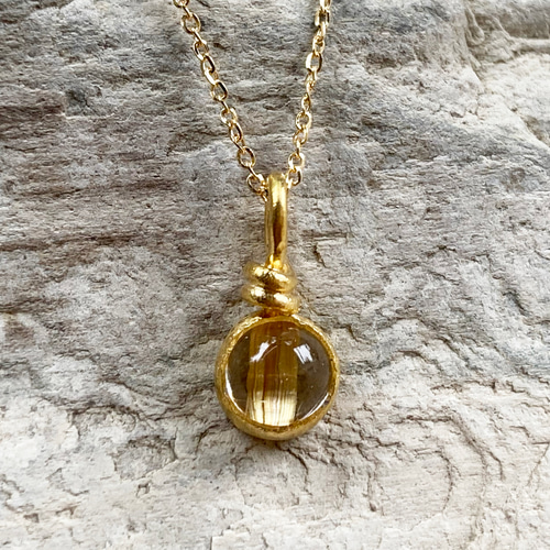 キャッツアイゴールドルチルペンダントトップネックレス付きk18 【美品】