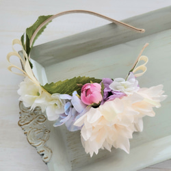 フラワーカチューシャ アイボリー系 花のヘアアクセサリー