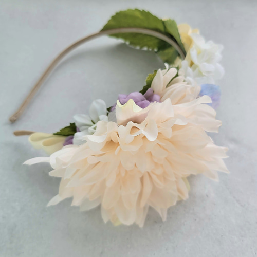 フラワーカチューシャ アイボリー系 花のヘアアクセサリー
