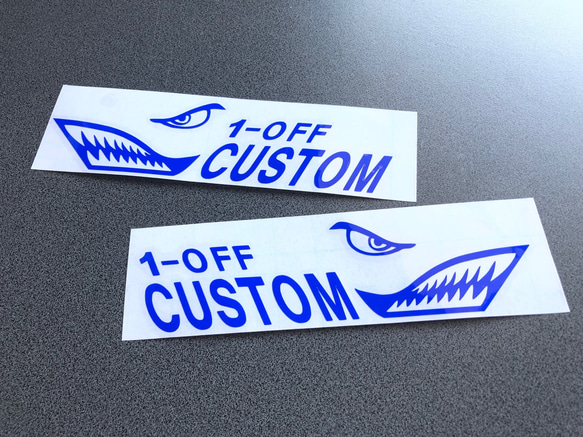 【 シャーク 鮫 サメ  ワンオフ custom 】 ステッカー お得左右セット 【カラー選択】送料無料♪ 2枚目の画像