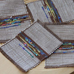 《おうち時間を楽しむ》おしゃれな手織りコースター　 ナチュラル２/ティータイム/敷物 3枚目の画像