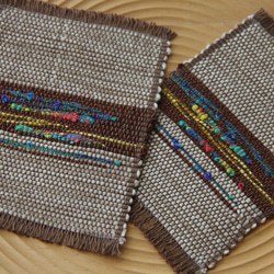 《おうち時間を楽しむ》おしゃれな手織りコースター　 ナチュラル２/ティータイム/敷物 2枚目の画像