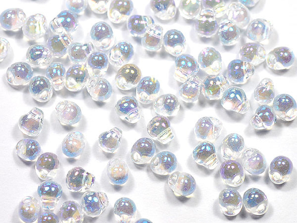 ドロップビーズ ３．４×４ｍｍ クリスタルＡＢ クリスタルオーロラ 1枚目の画像