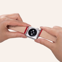 Apple Watch シュリンクカーフレザーバンド レッド【Red】 16枚目の画像