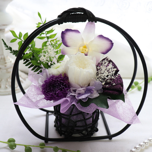 喪中見舞い プリザーブドフラワー お供え 「彩菊」 お悔やみ 命日 仏花