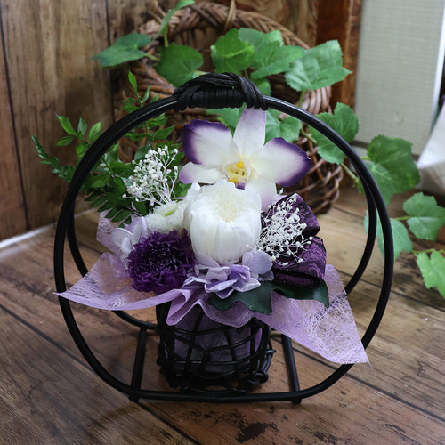 喪中見舞い プリザーブドフラワー お供え 「彩菊」 お悔やみ 命日 仏花